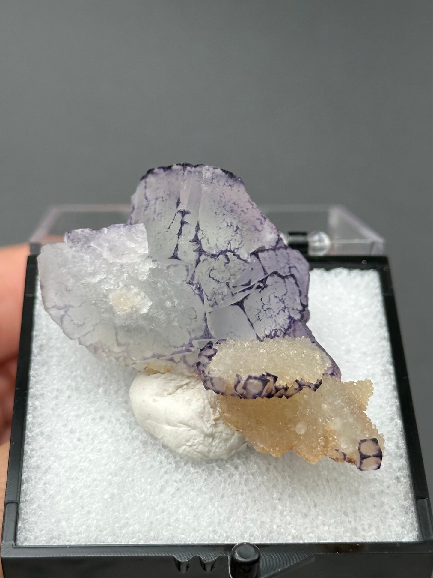 QR Code Fluorite with Quartz from the Quinlong Mine