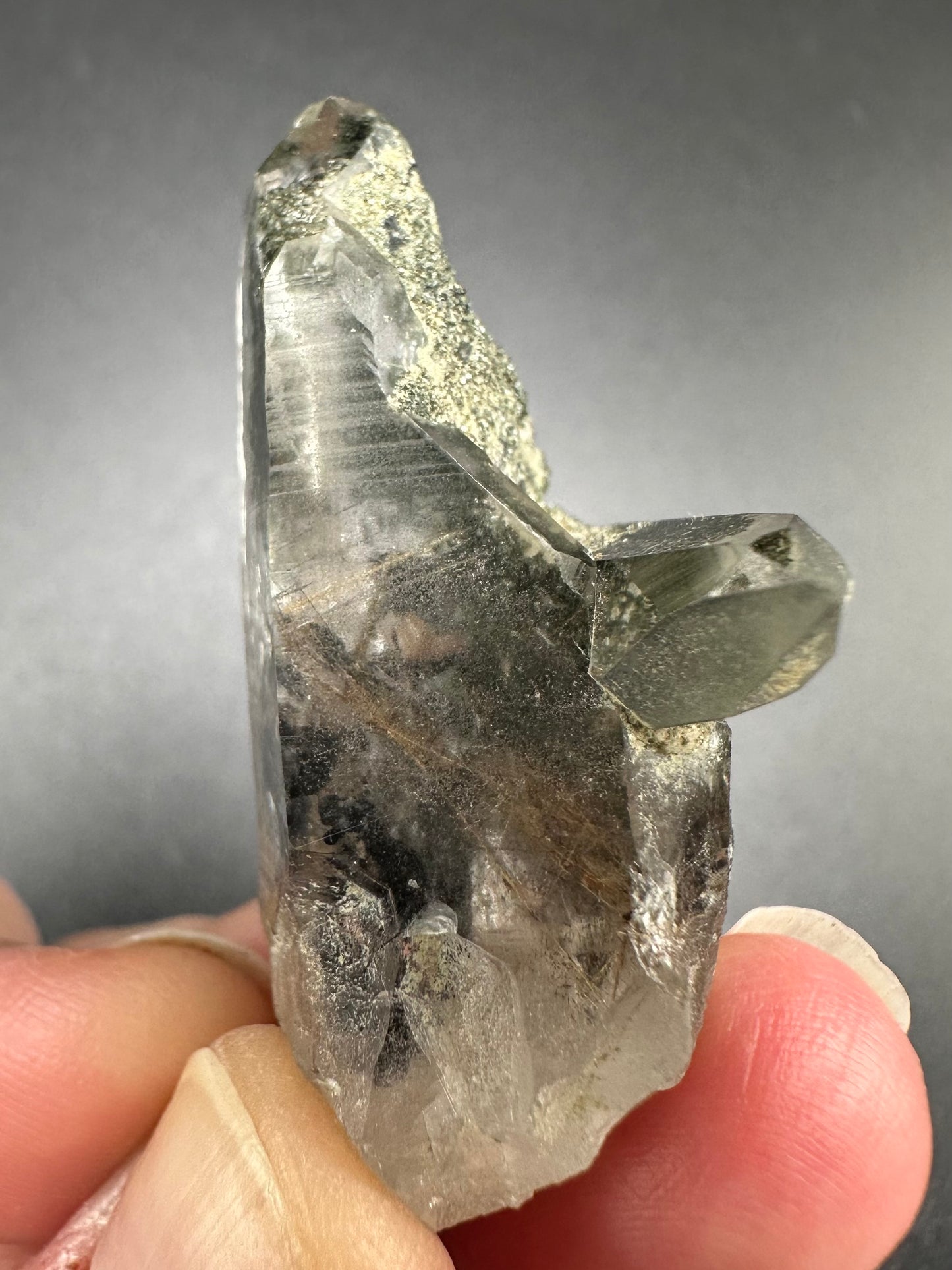 Hematite, Rutile, and Chlorite Included Quartz Specimen