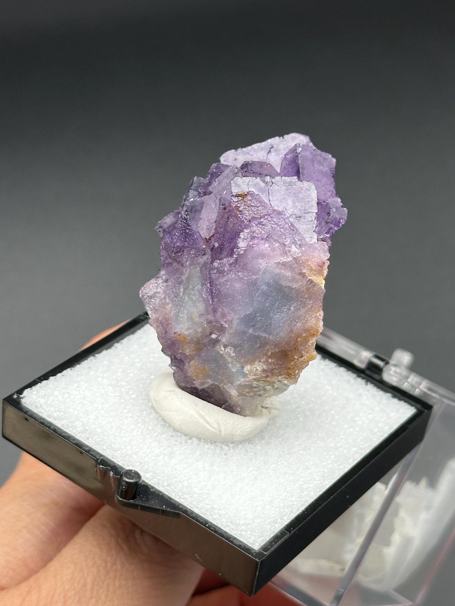 Fluorite Specimen in a perky box from Quinlong Mine, Guizhou, China
