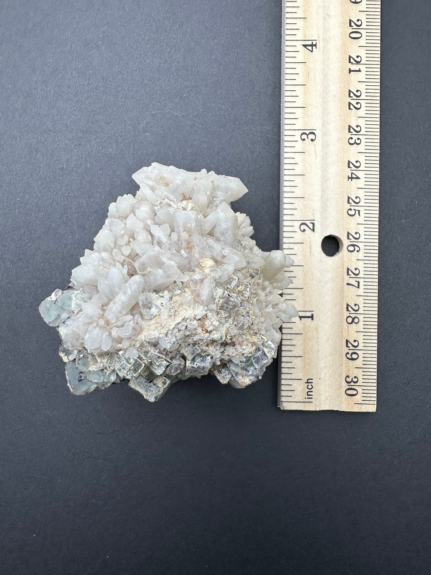 Fluorite with Quartz on Feldspar Matrix