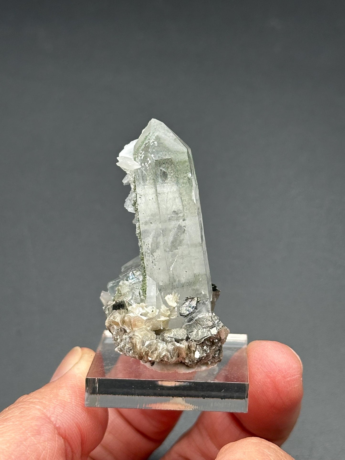 YGX Quartz with Pyrite, Fluorite, and Calcite