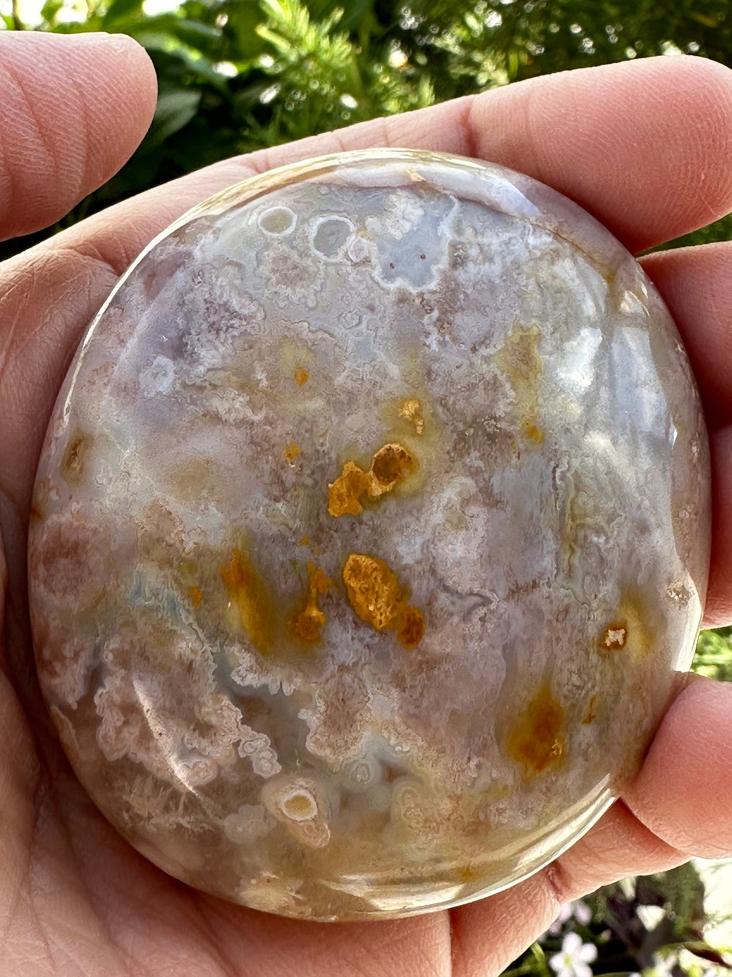 Flower Agate Palm Stone