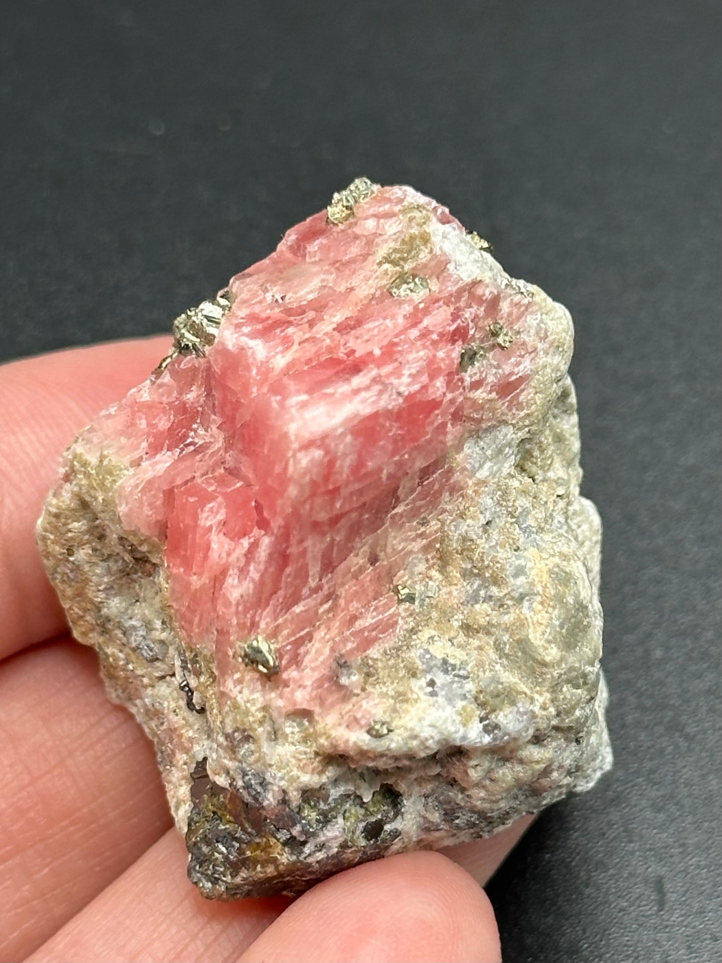 Rhodochrosite and Pyrite on Matrix from the Wutong Mine, Guangxi, China