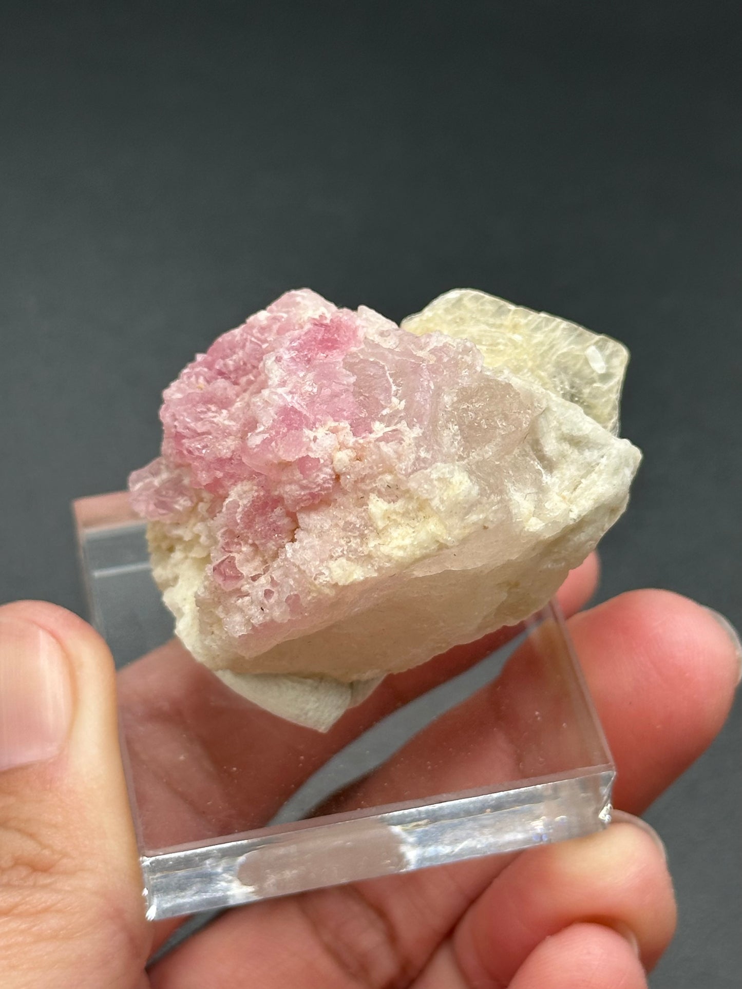 Crystallized Rose Quartz on Quartz with Mica from Brazil