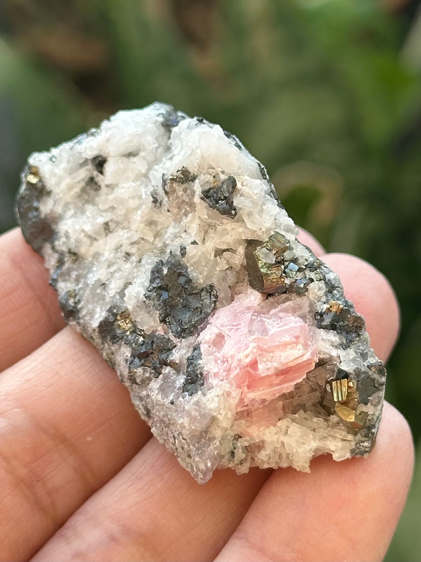 Rhodochrosite with Pyrite and Quartz from the Wutong Mine, Guangxi, China