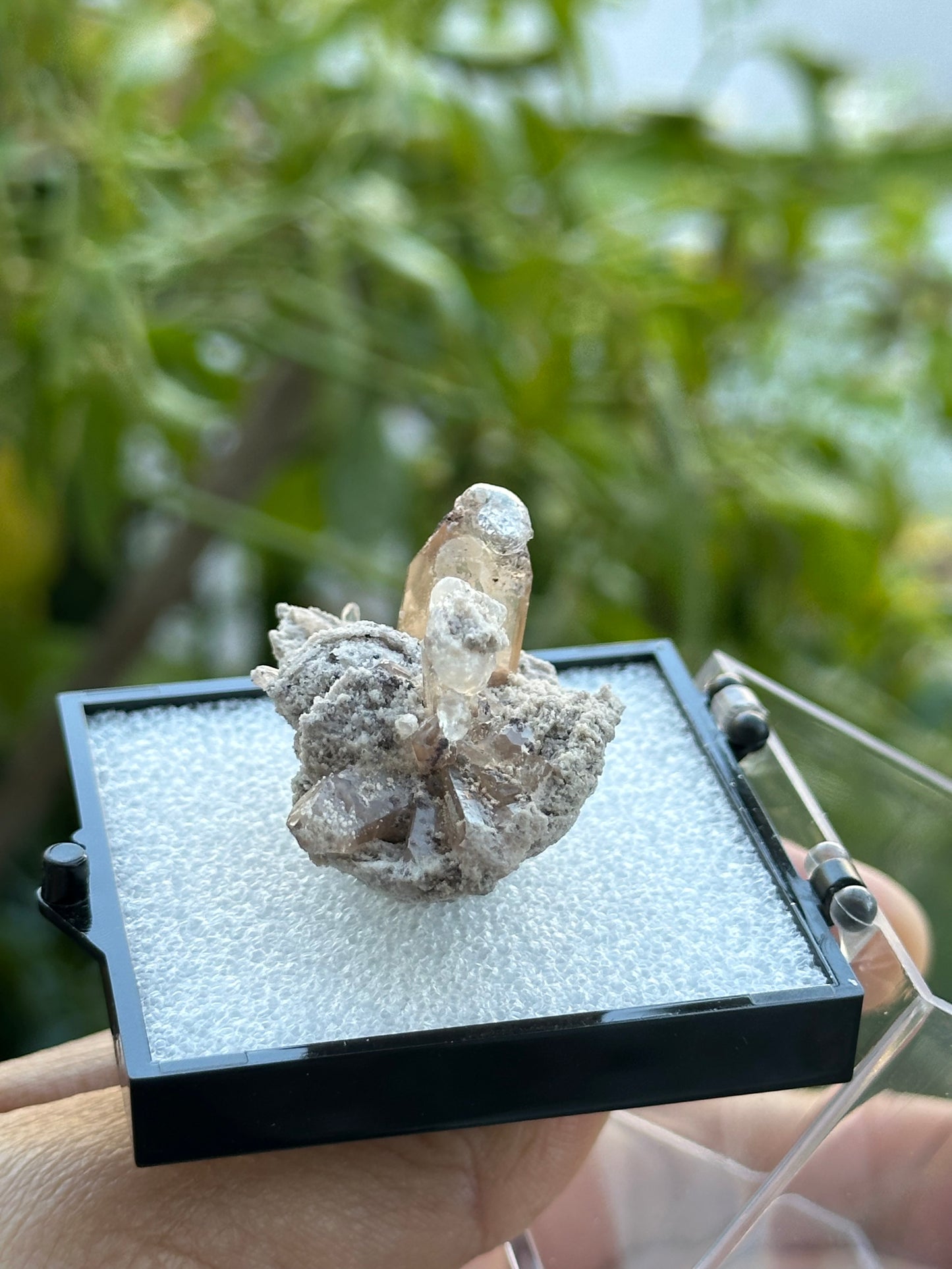 Hyalite Opal on Topaz from Mexico