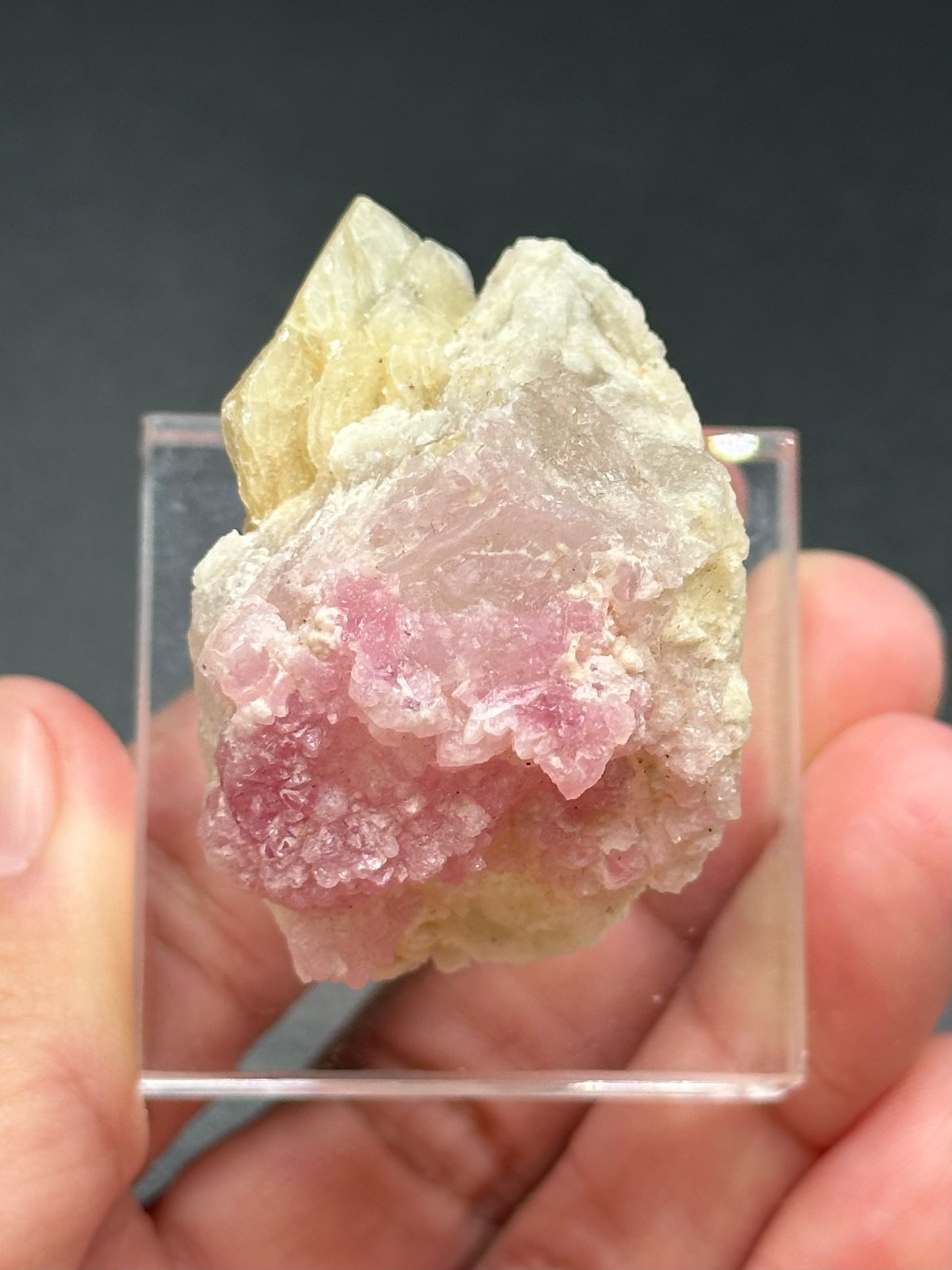 Crystallized Rose Quartz on Quartz with Mica from Brazil