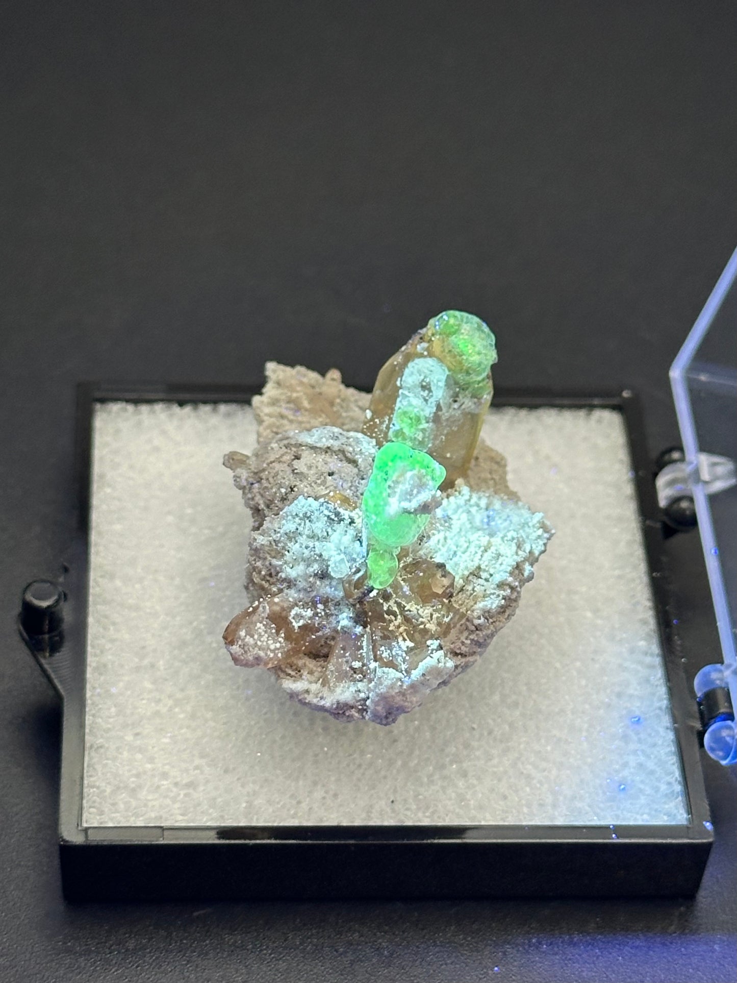 Hyalite Opal on Topaz from Mexico