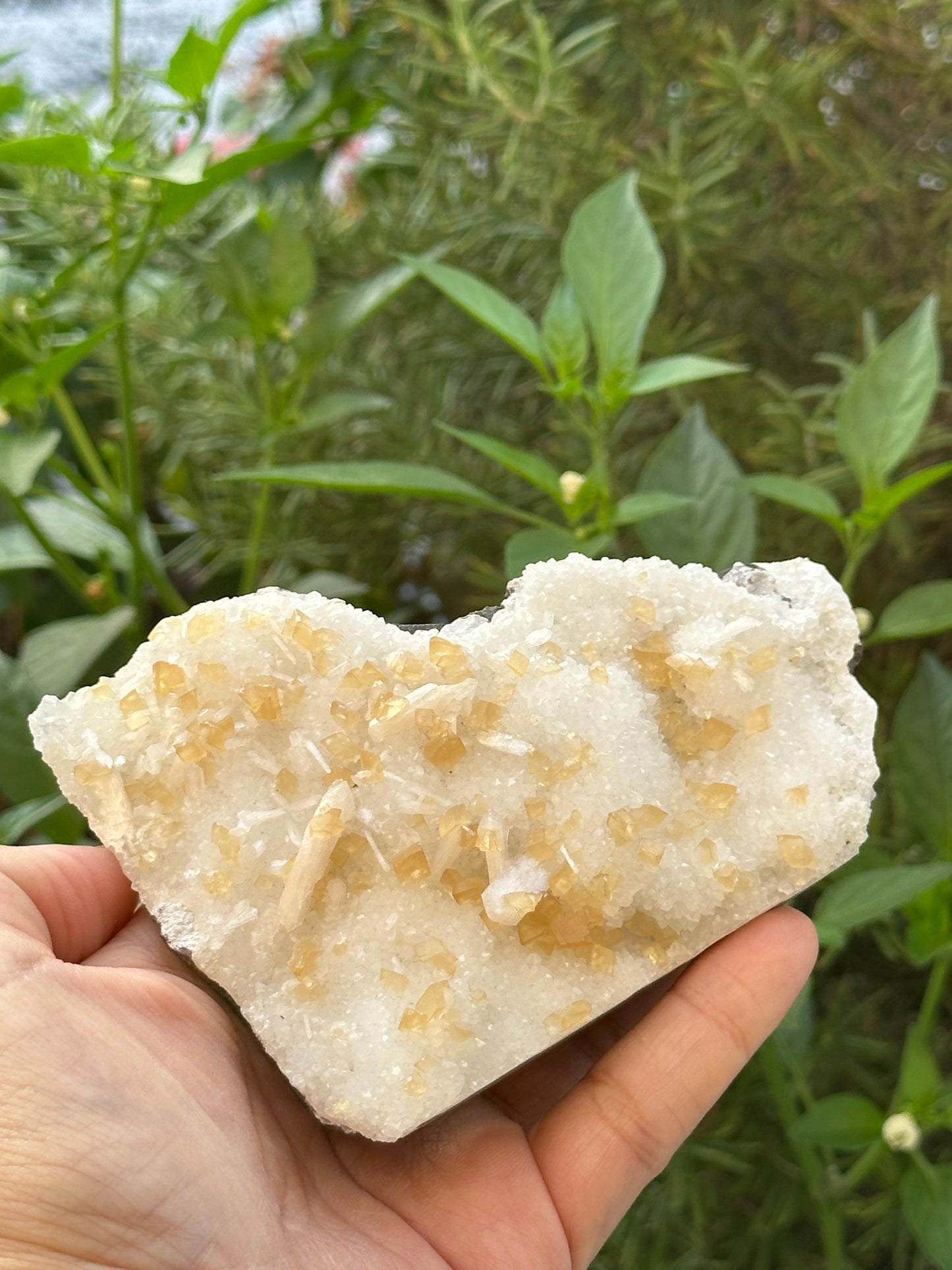 Calcite and Stilbite on MM, micro-mineralized, Quartz from Nasik, India