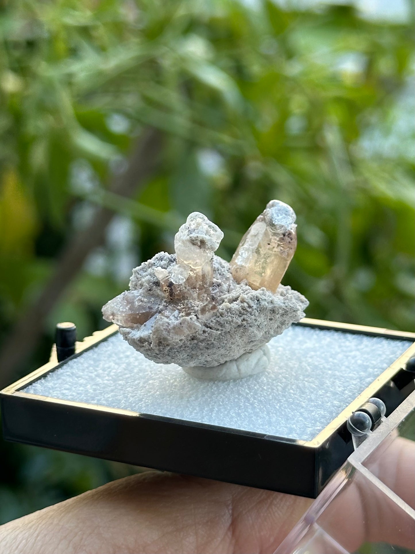 Hyalite Opal on Topaz from Mexico