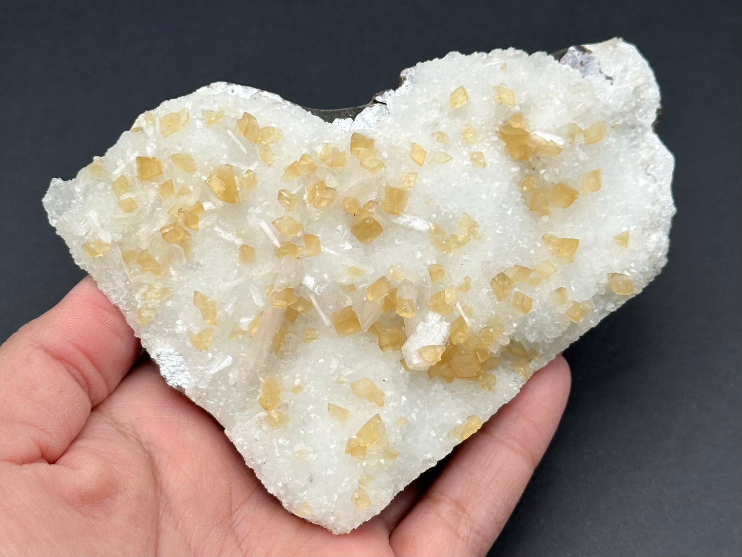 Calcite and Stilbite on MM, micro-mineralized, Quartz from Nasik, India
