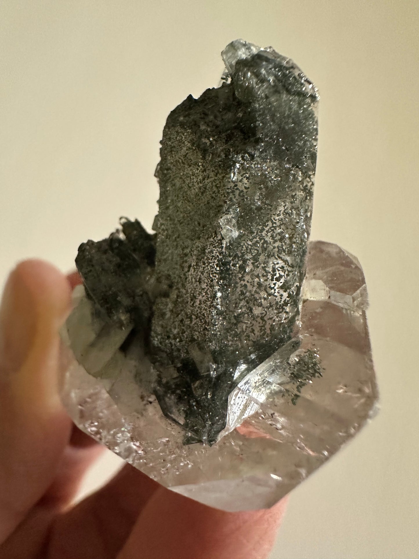 Chlorite Quartz and Clear Quartz Specimen