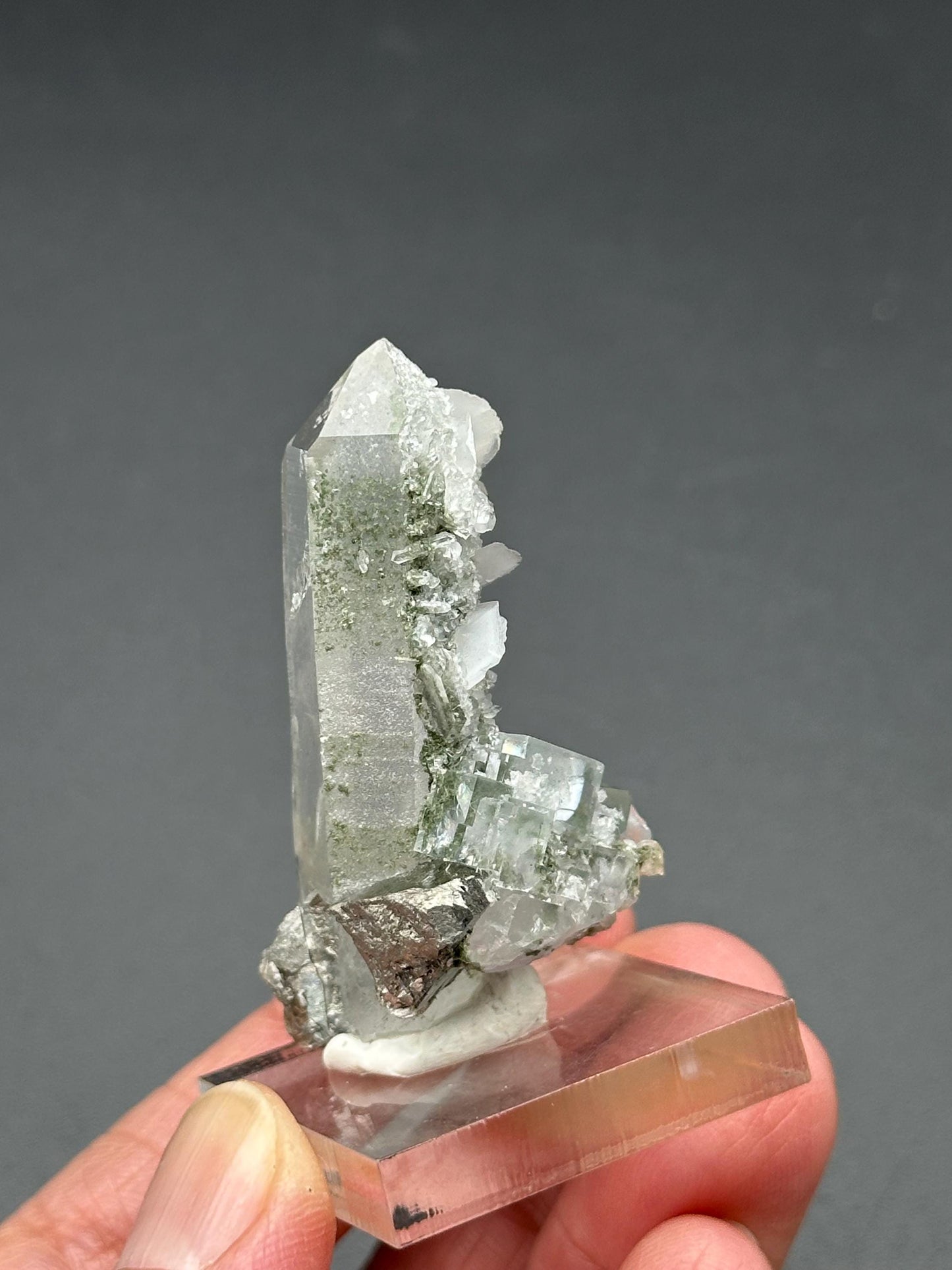 YGX Quartz with Pyrite, Fluorite, and Calcite