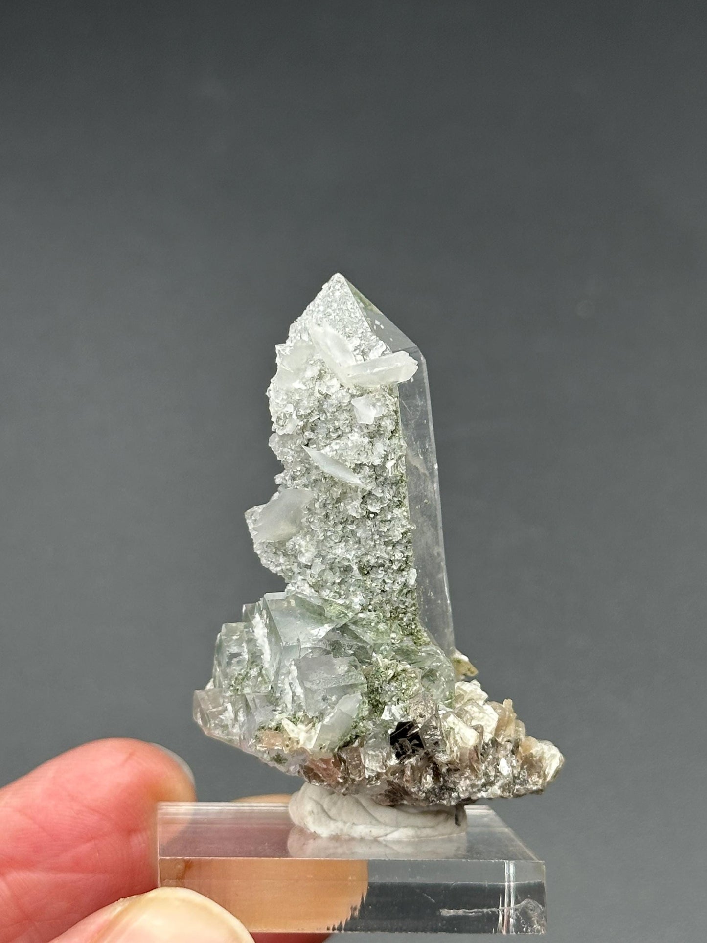 YGX Quartz with Pyrite, Fluorite, and Calcite
