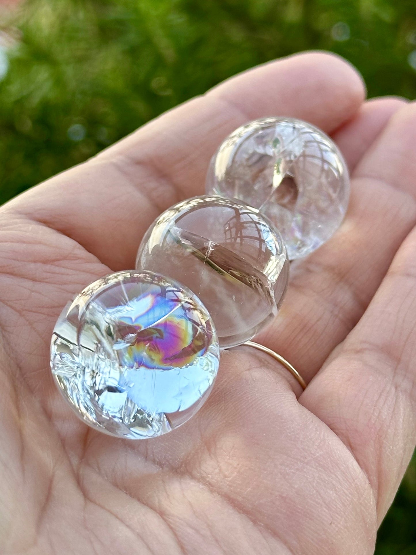 One (1) Clear Quartz Mini Sphere with Rainbows