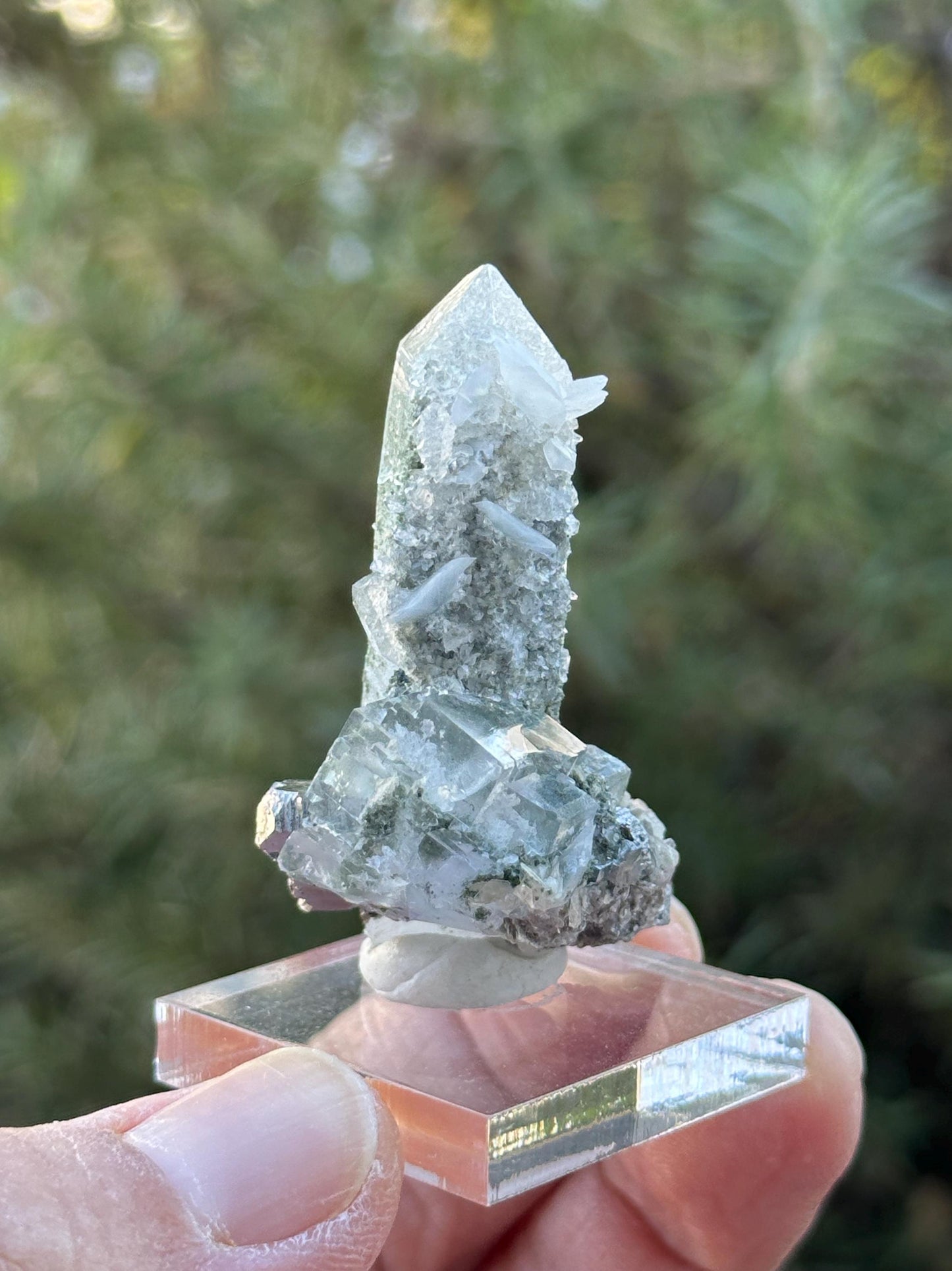 YGX Quartz with Pyrite, Fluorite, and Calcite