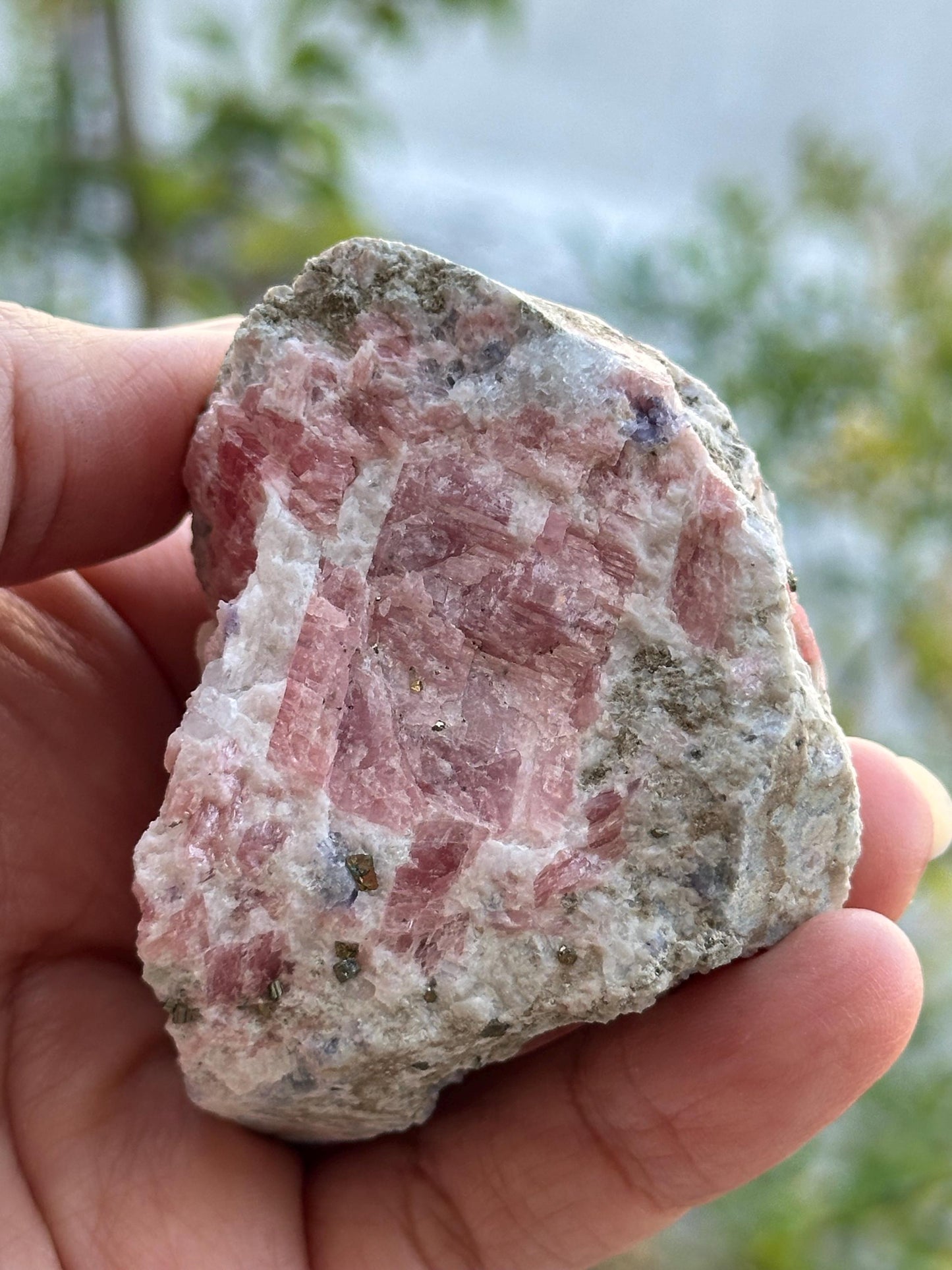 Rhodochrosite with Pyrite on Matrix