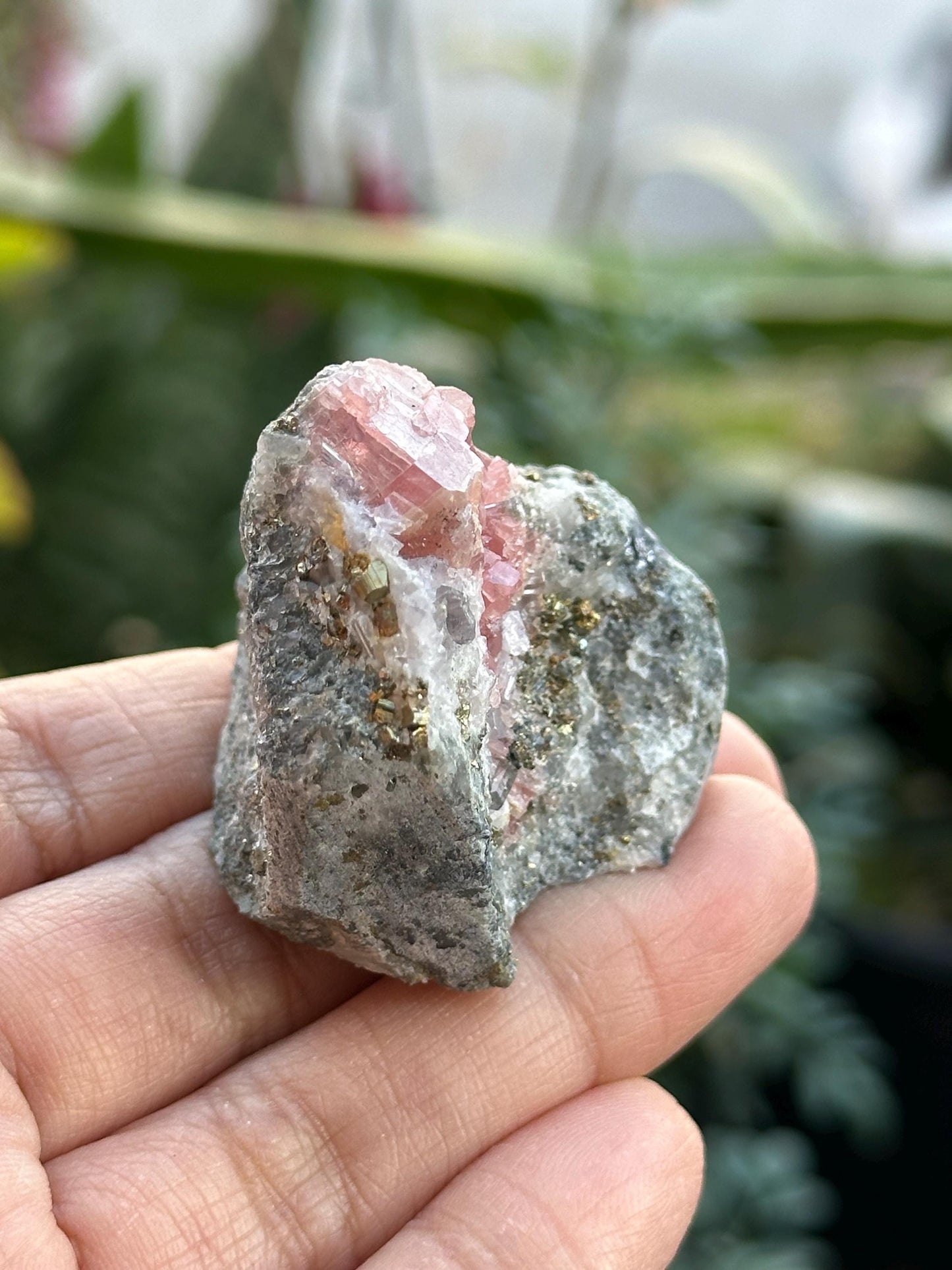 Rhodochrosite with Pyrite and Quartz on Matrix from the Wutong Mine in China