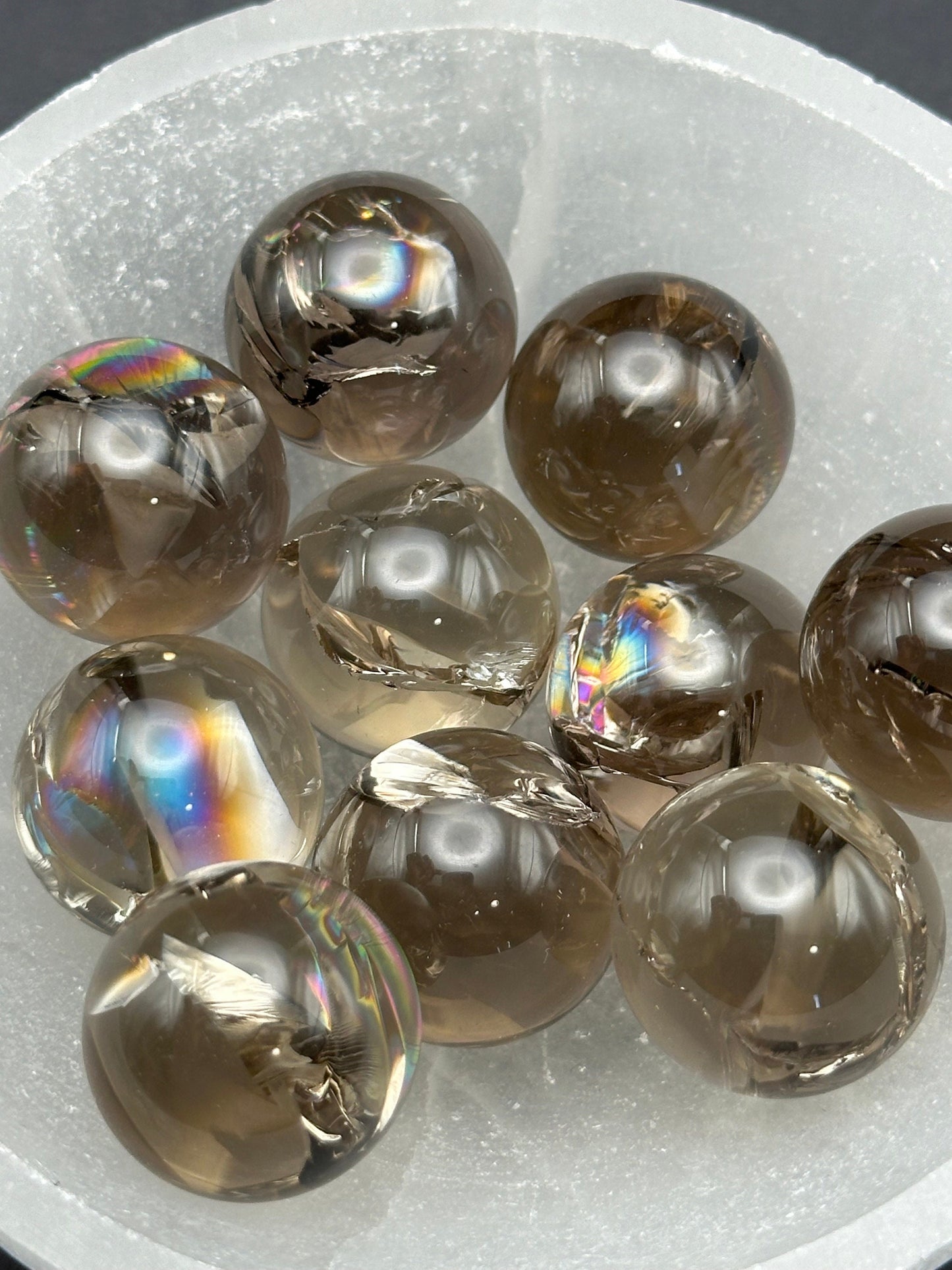 One (1) Smoky Quartz Mini Sphere with Rainbows