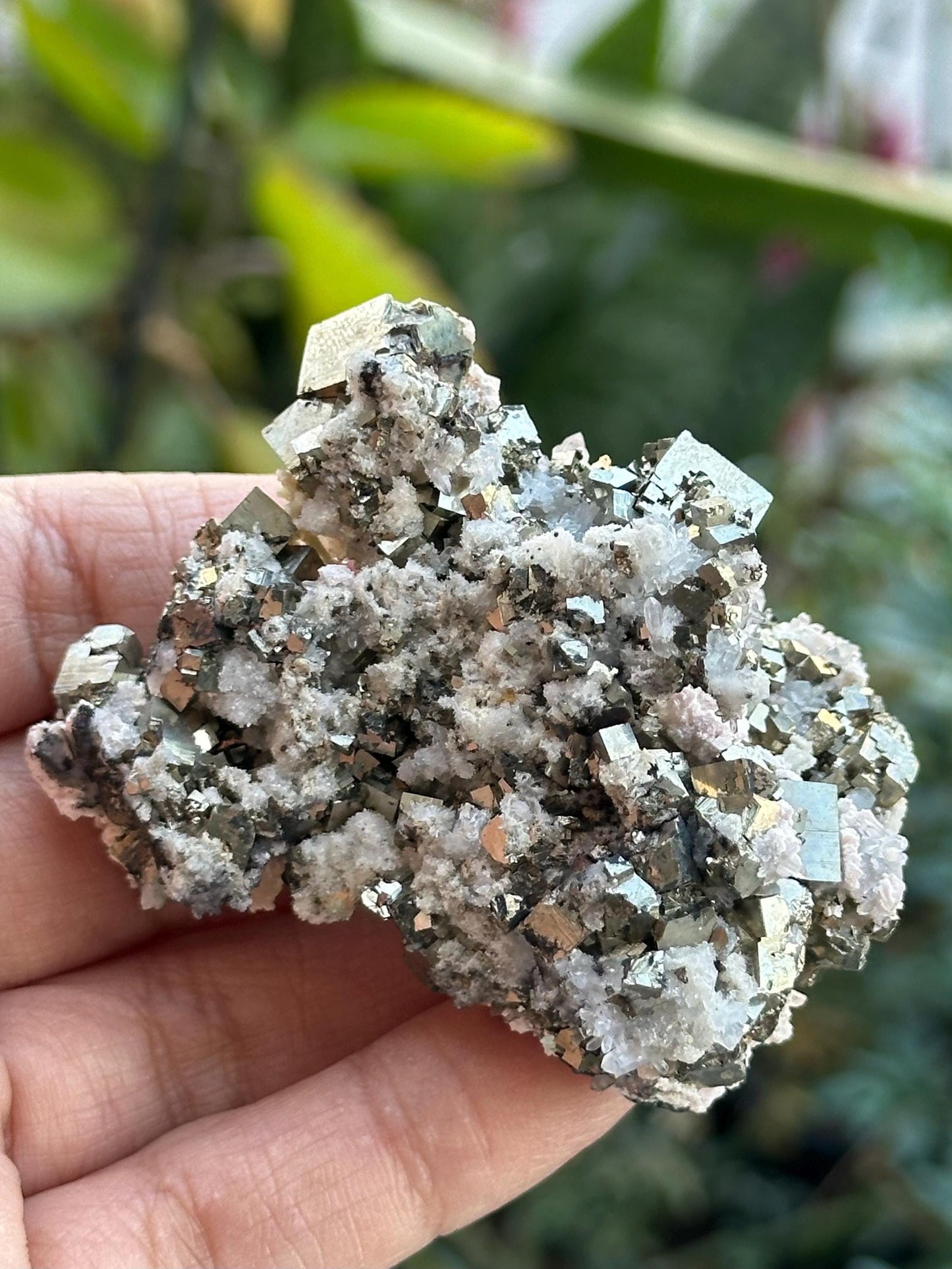 Cubic Pyrite, Calcite, and Quartz Specimen from Peru