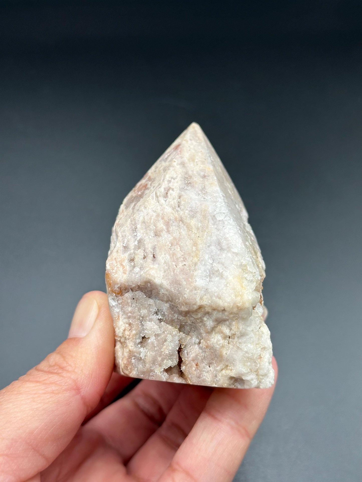 Raw and Polished Pink Amethyst Point