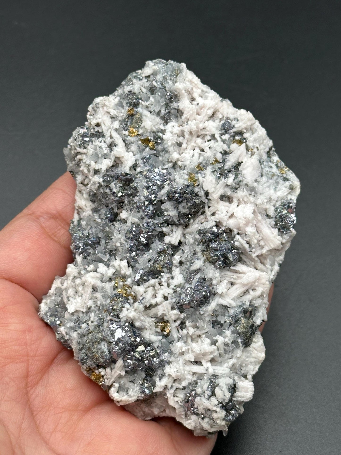 Rhodochrosite and Galena on Sphalerite and Pyrite Matrix from Peru