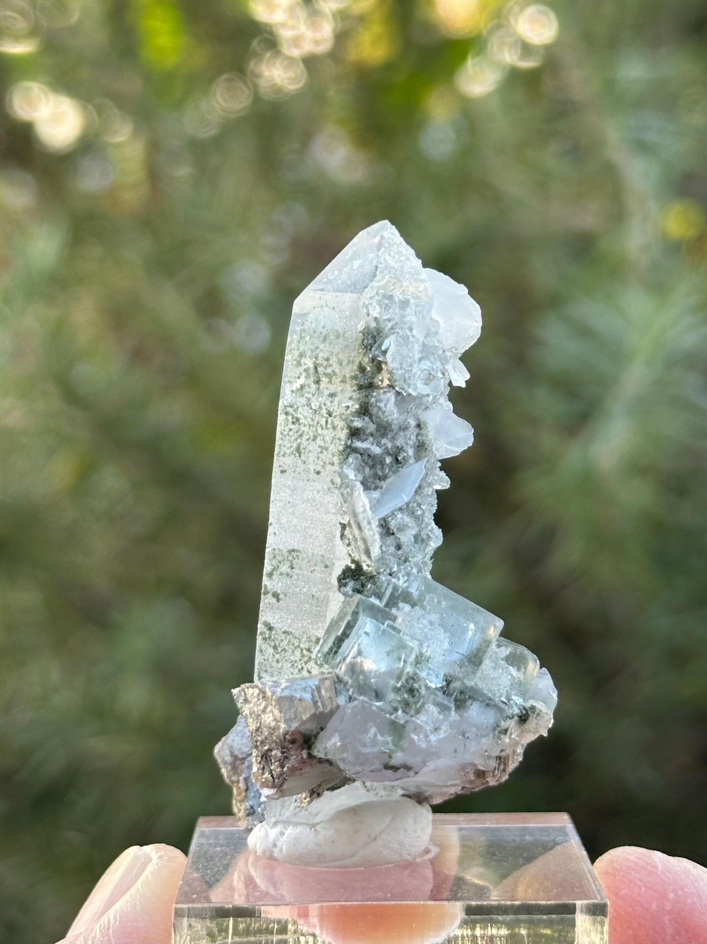 YGX Quartz with Pyrite, Fluorite, and Calcite