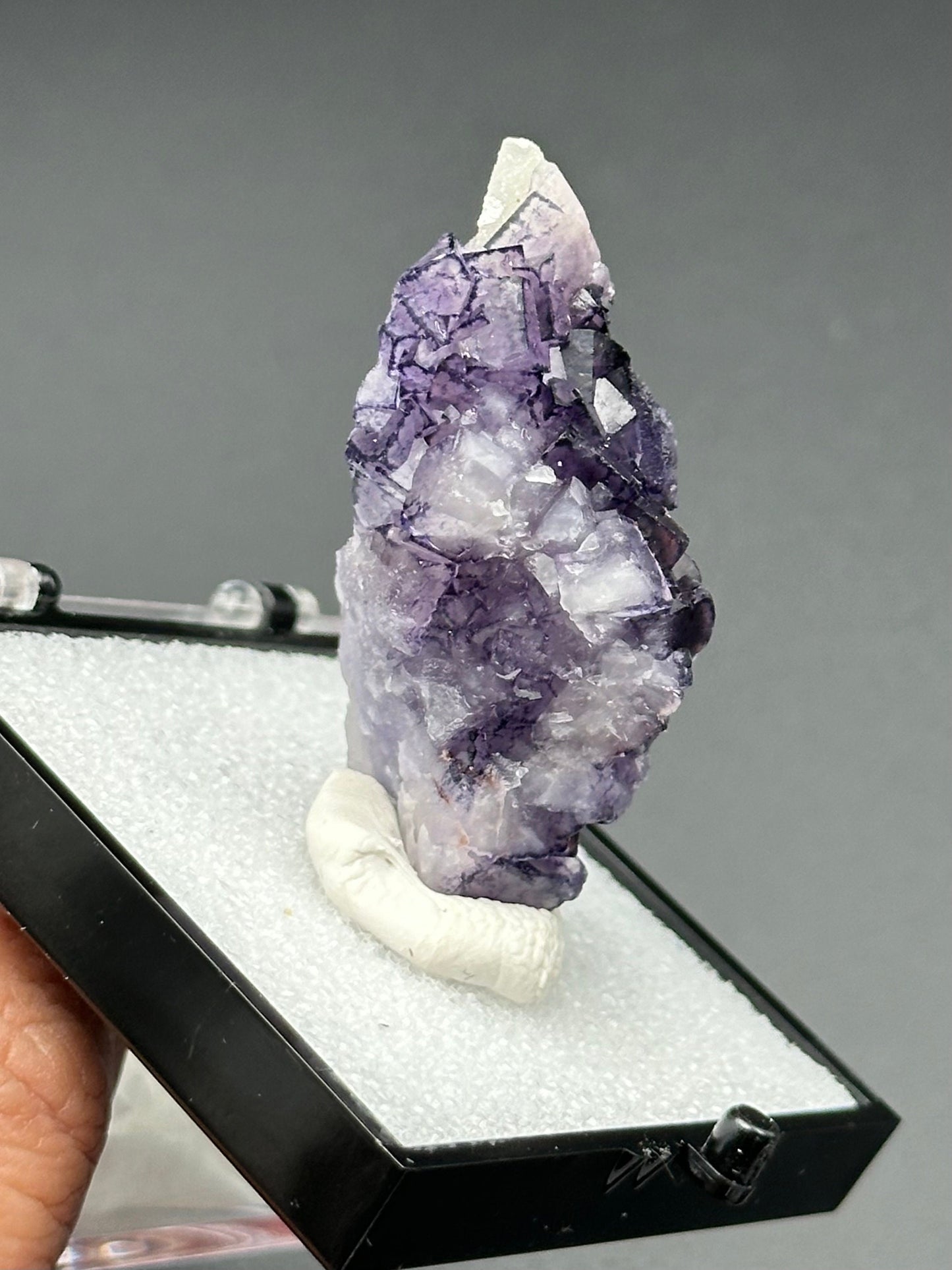 QR Code Fluorite in a perky box from Quinlong Mine, Guizhou, China