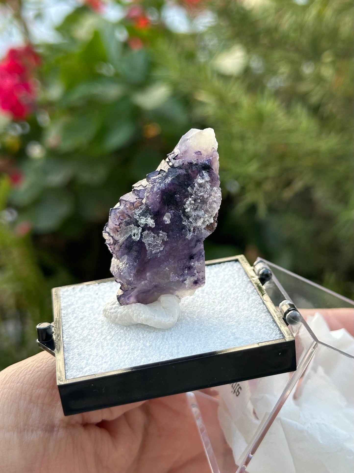 QR Code Fluorite in a perky box from Quinlong Mine, Guizhou, China
