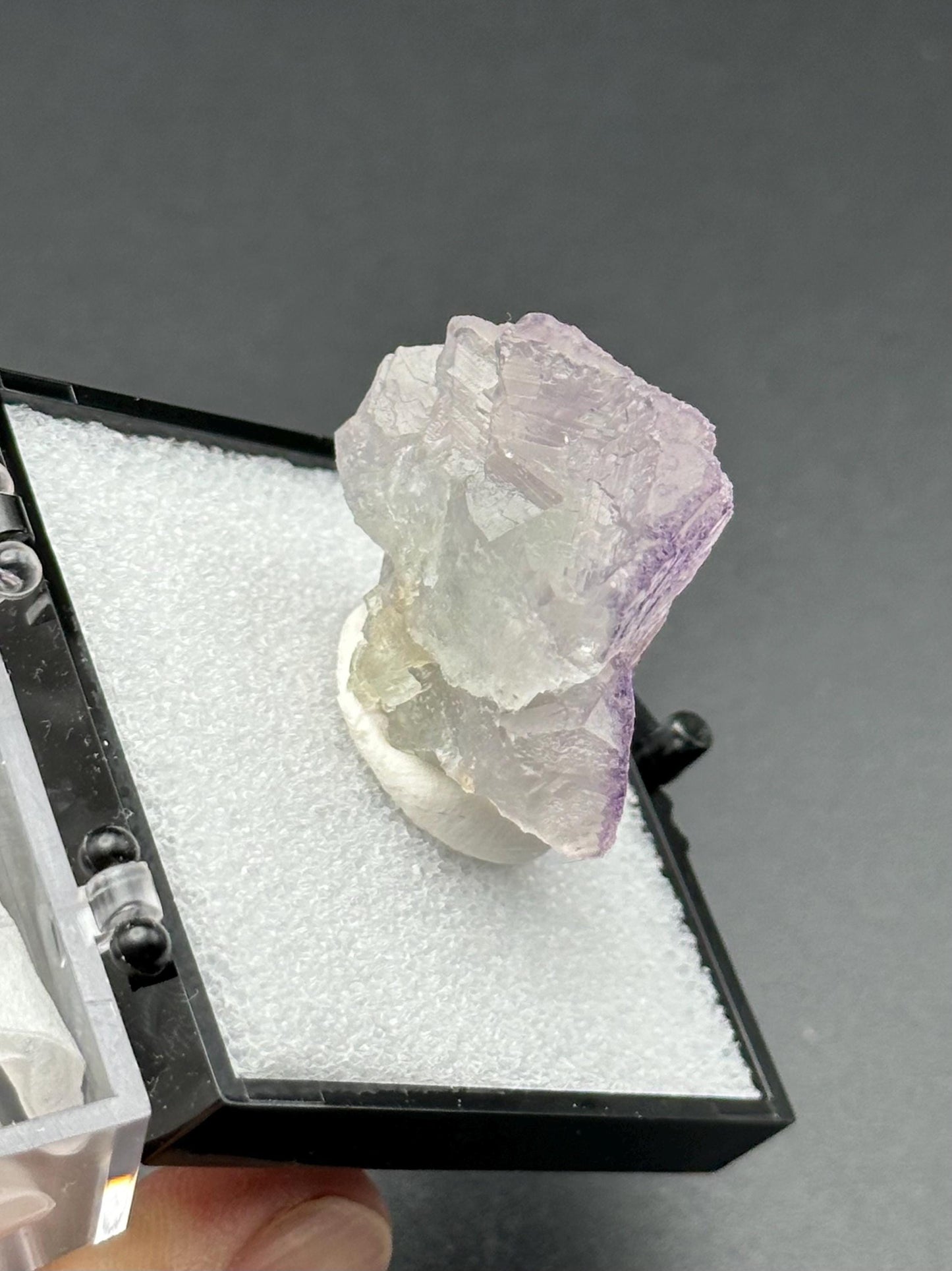 QR Code Fluorite Specimen in a perky box from Quinlong Mine, Guizhou, China
