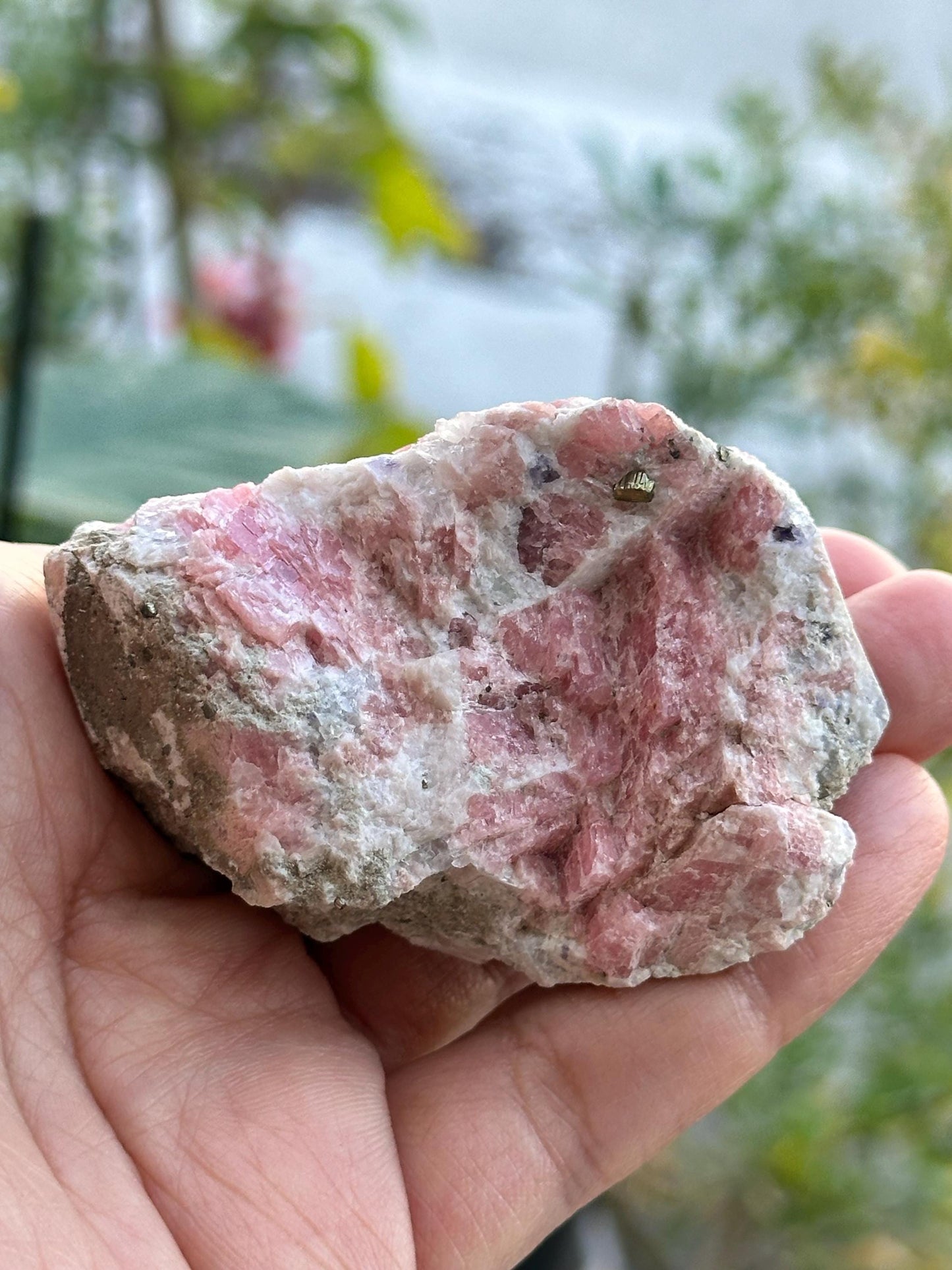 Rhodochrosite with Pyrite on Matrix