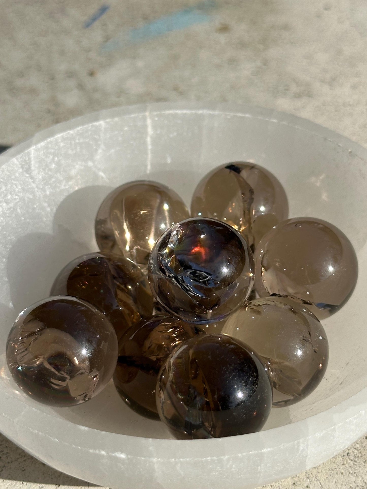 One (1) Smoky Quartz Mini Sphere with Rainbows