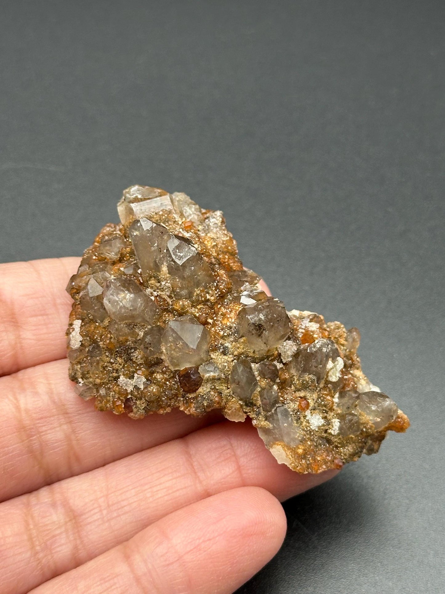 Smoky Quartz and Garnet Specimen from Tongbei
