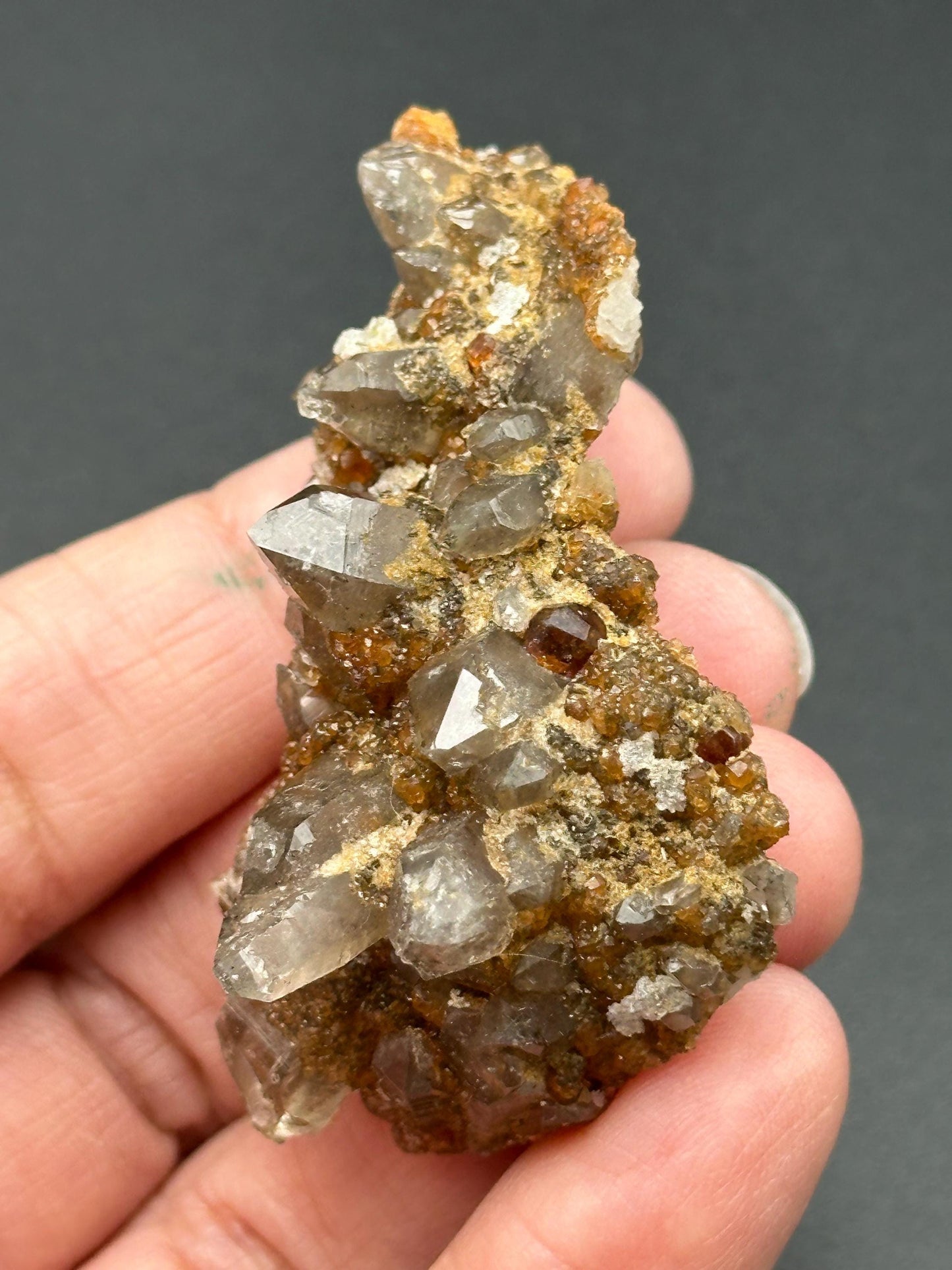 Smoky Quartz and Garnet Specimen from Tongbei