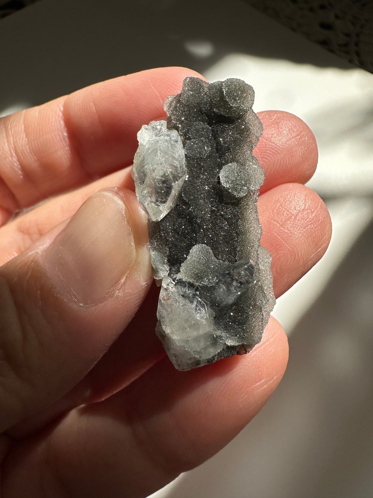 Black Chalcedony with Apophyllite