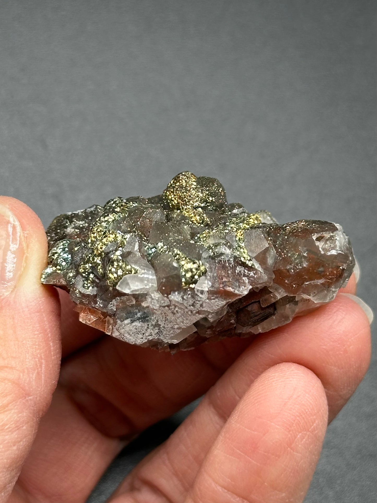 Red Calcite with Chalcopyrite