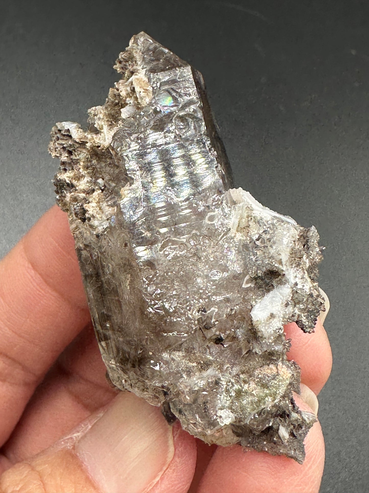 Smoky Quartz with Calcite Specimen