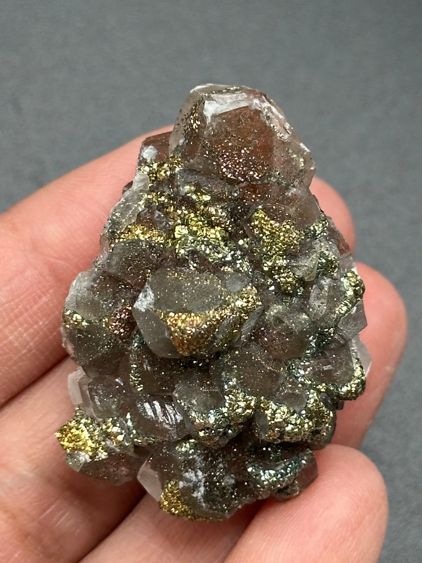 Red Calcite with Chalcopyrite