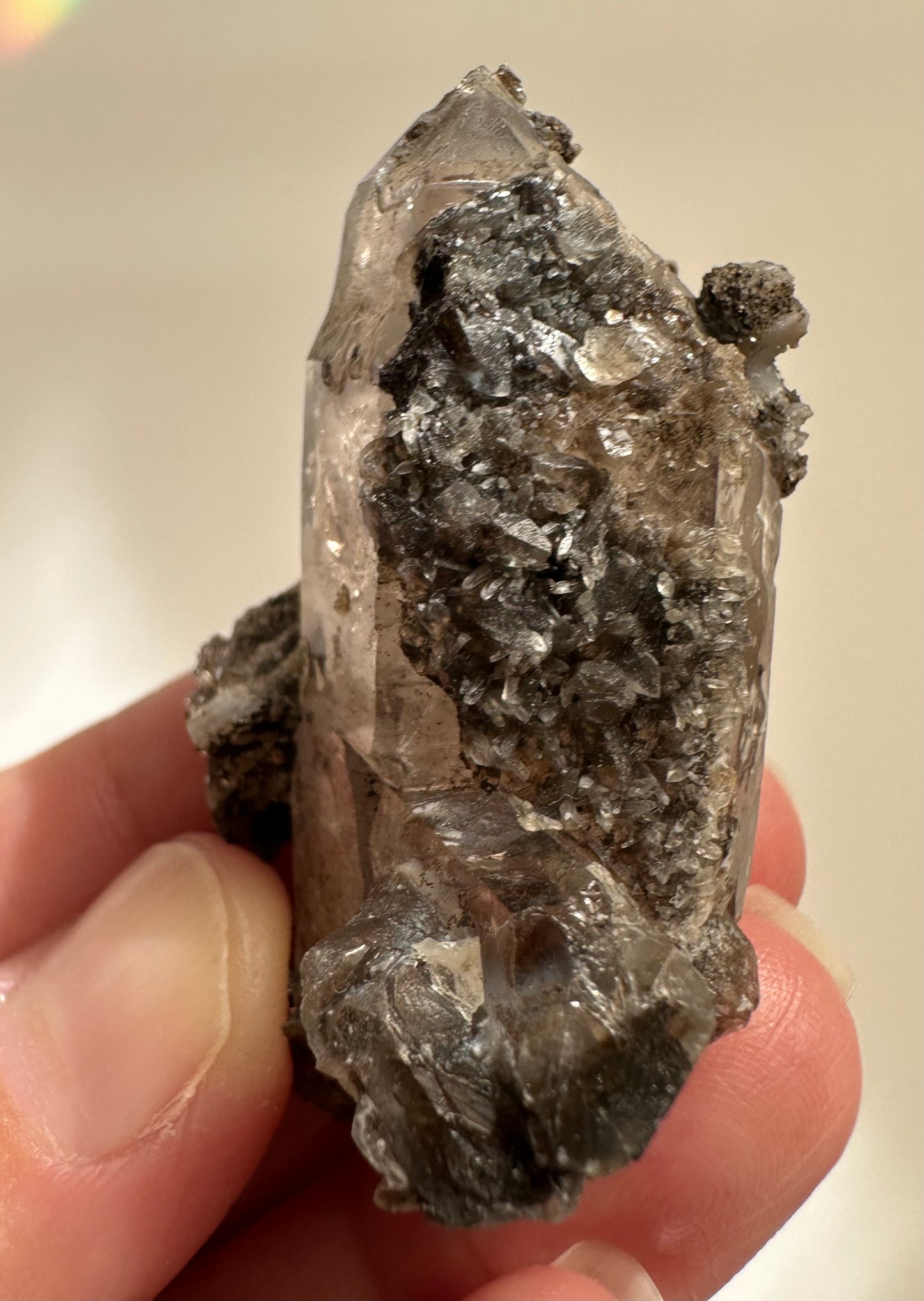 Smoky Quartz with Calcite Specimen