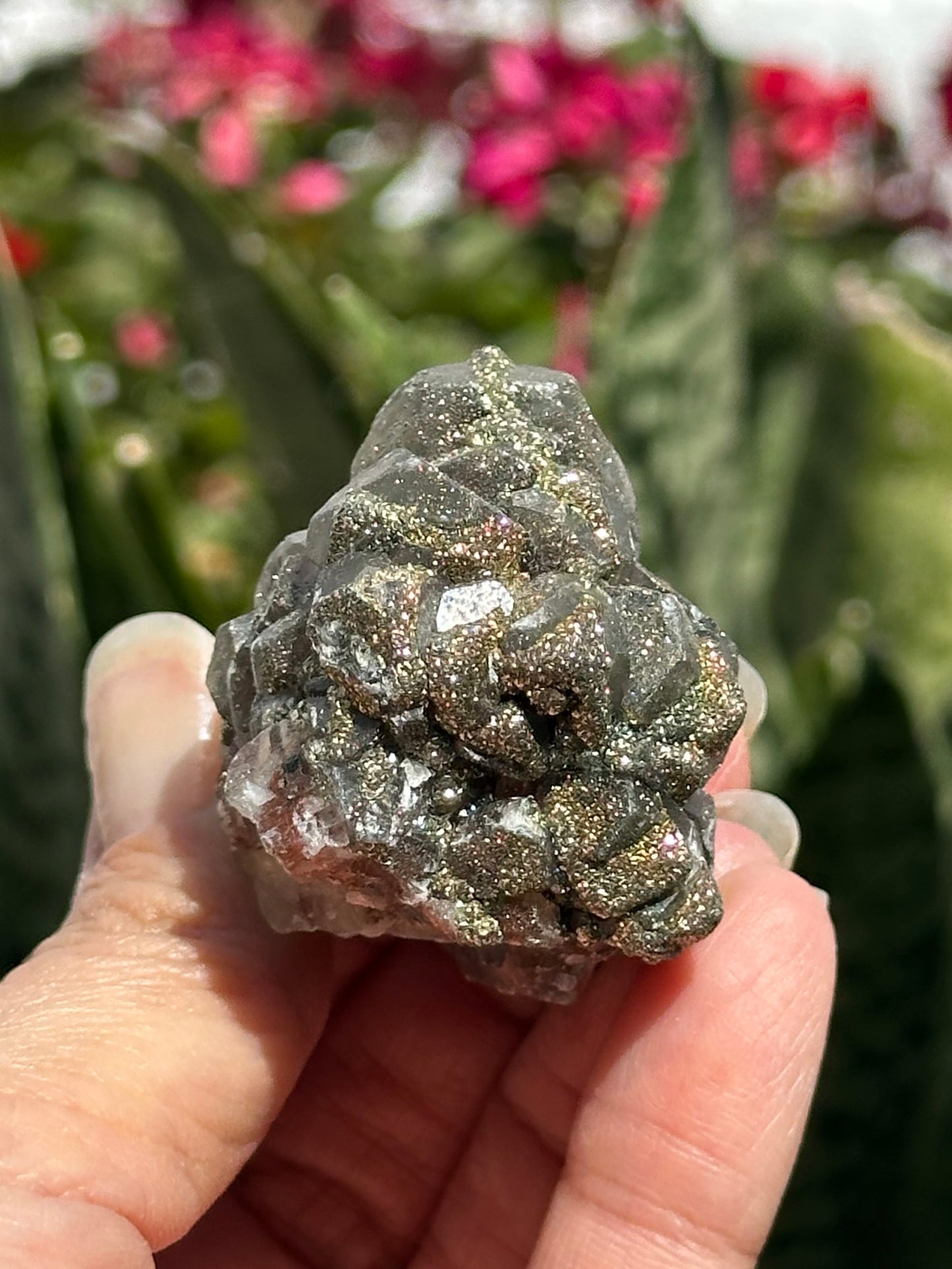 Red Calcite with Chalcopyrite