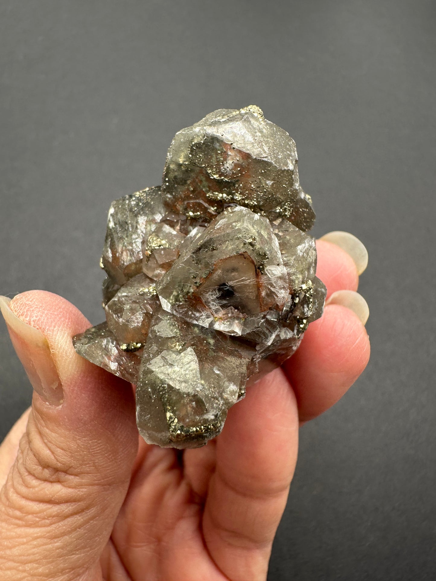Red Calcite with Chalcopyrite