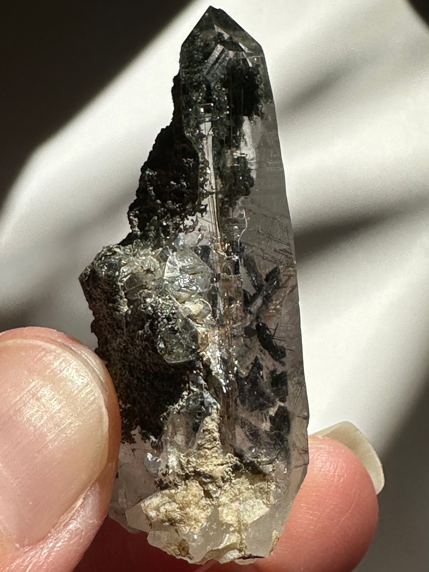 Hematite, Rutile, and Chlorite Included Quartz Specimen