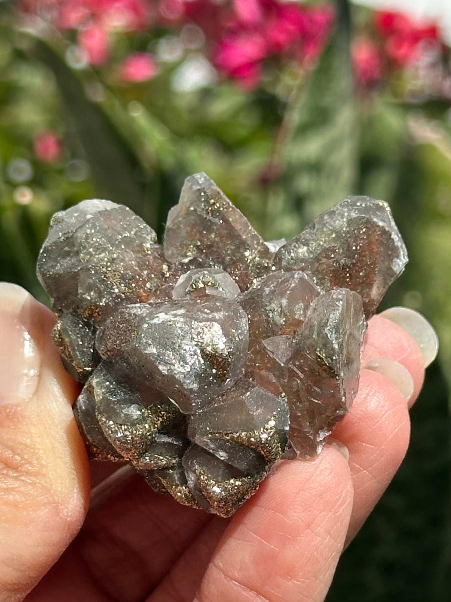 Red Calcite with Chalcopyrite