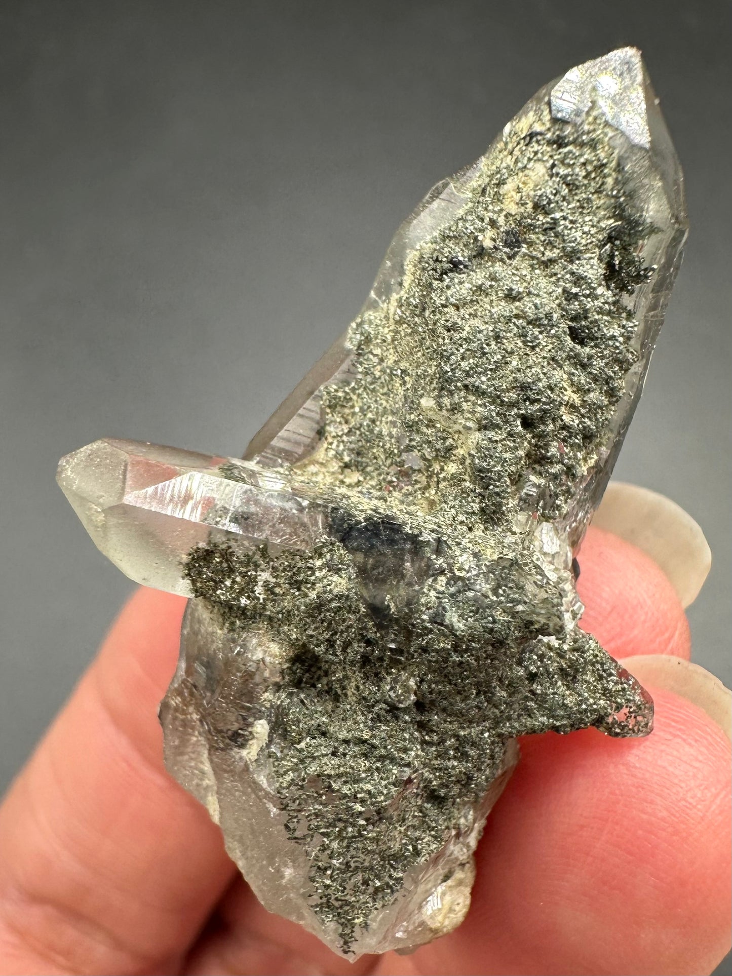 Hematite, Rutile, and Chlorite Included Quartz Specimen