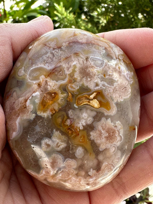 Flower Agate Palm Stone