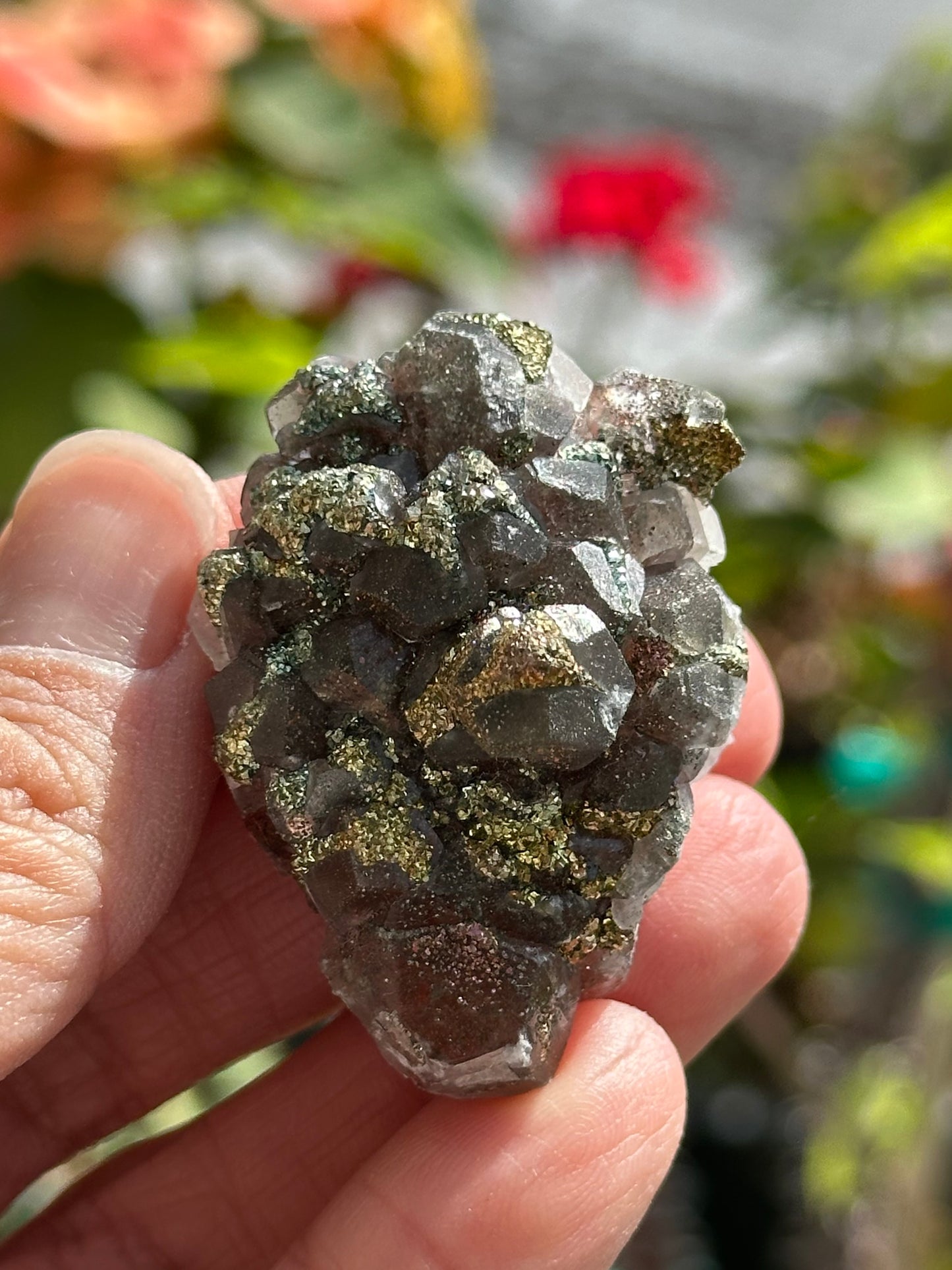 Red Calcite with Chalcopyrite