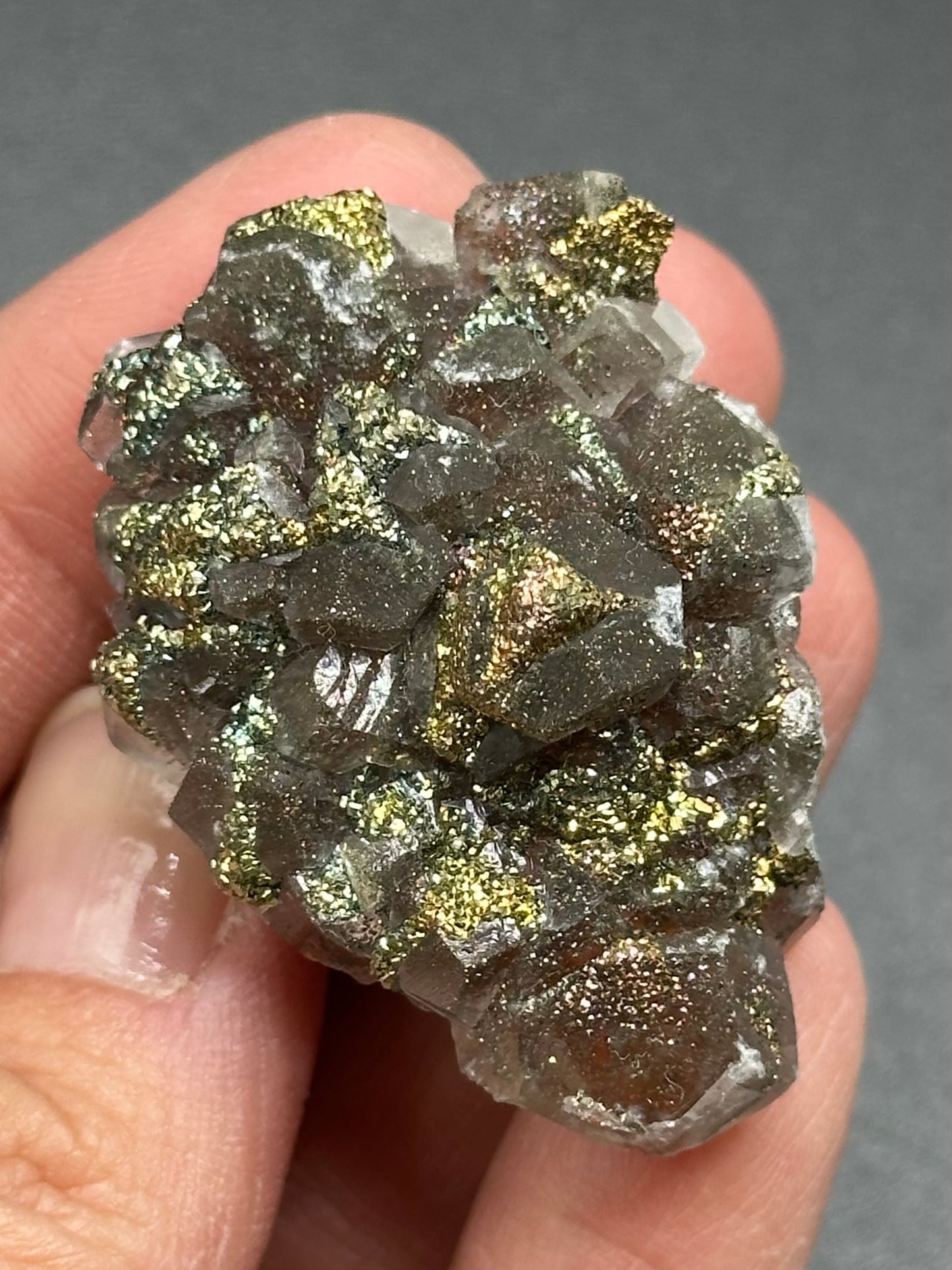 Red Calcite with Chalcopyrite