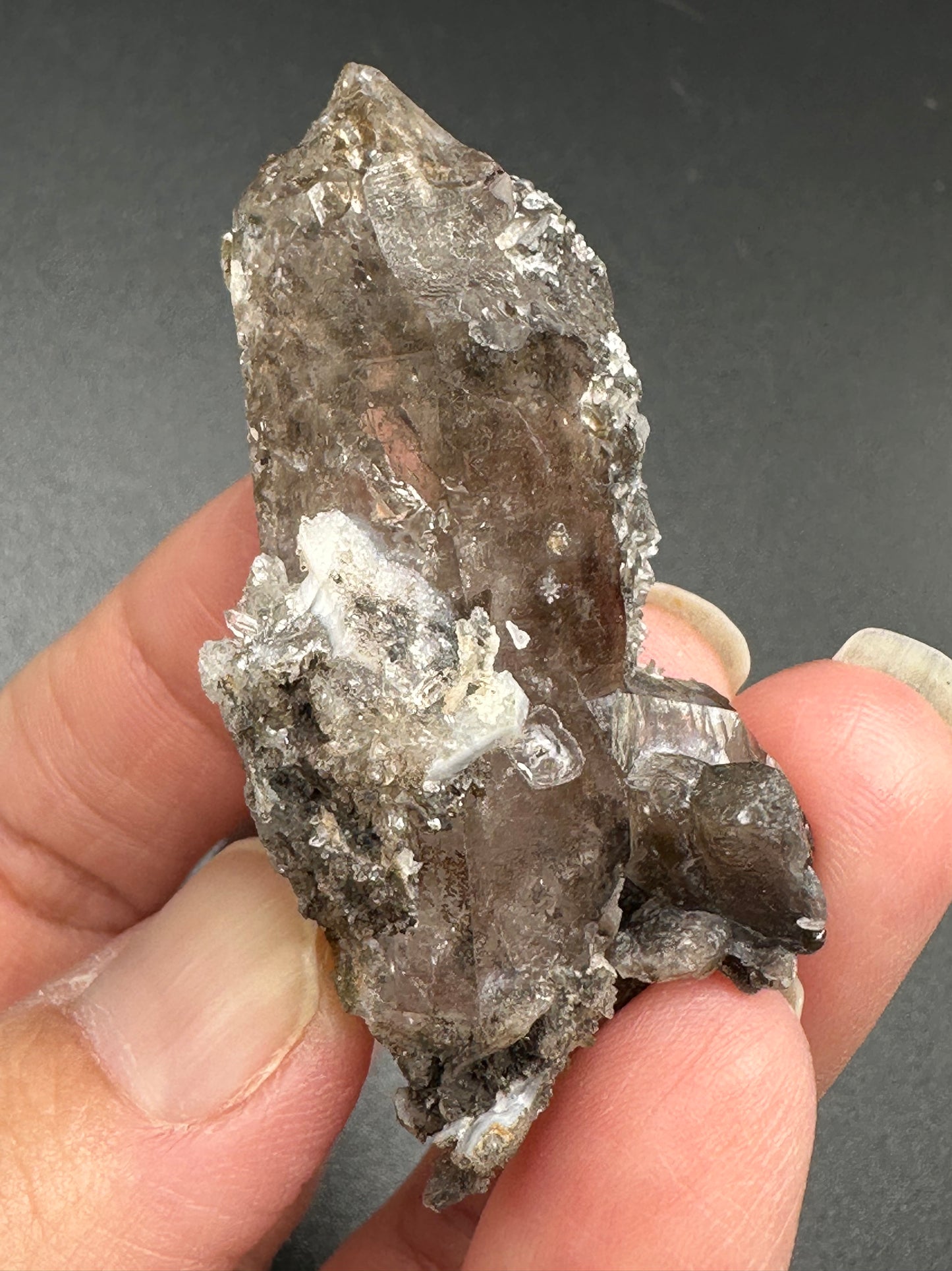 Smoky Quartz with Calcite Specimen