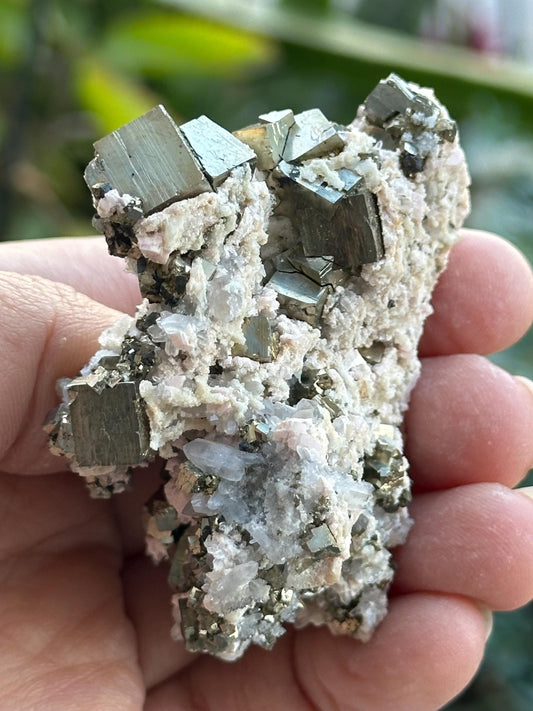 Cubic Pyrite, Calcite, and Quartz Specimen from Peru