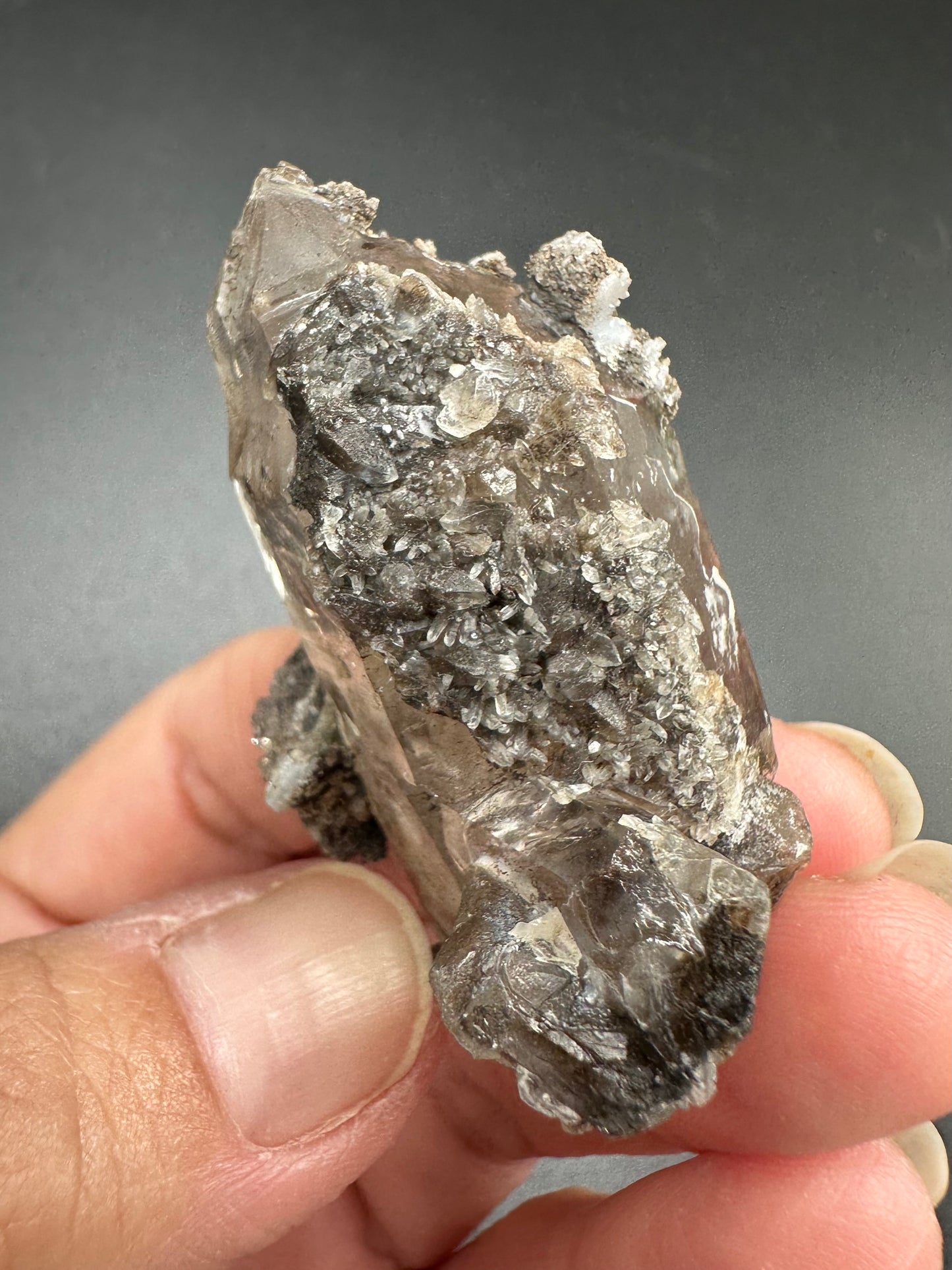 Smoky Quartz with Calcite Specimen